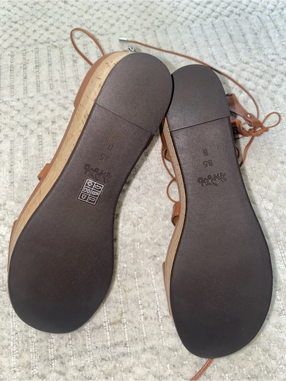 COACH Barkley Semi Matte Calf Lace-Up Wedge Sandal